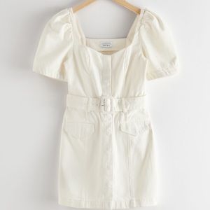 Belted Sweetheart Neckline Mini Dress